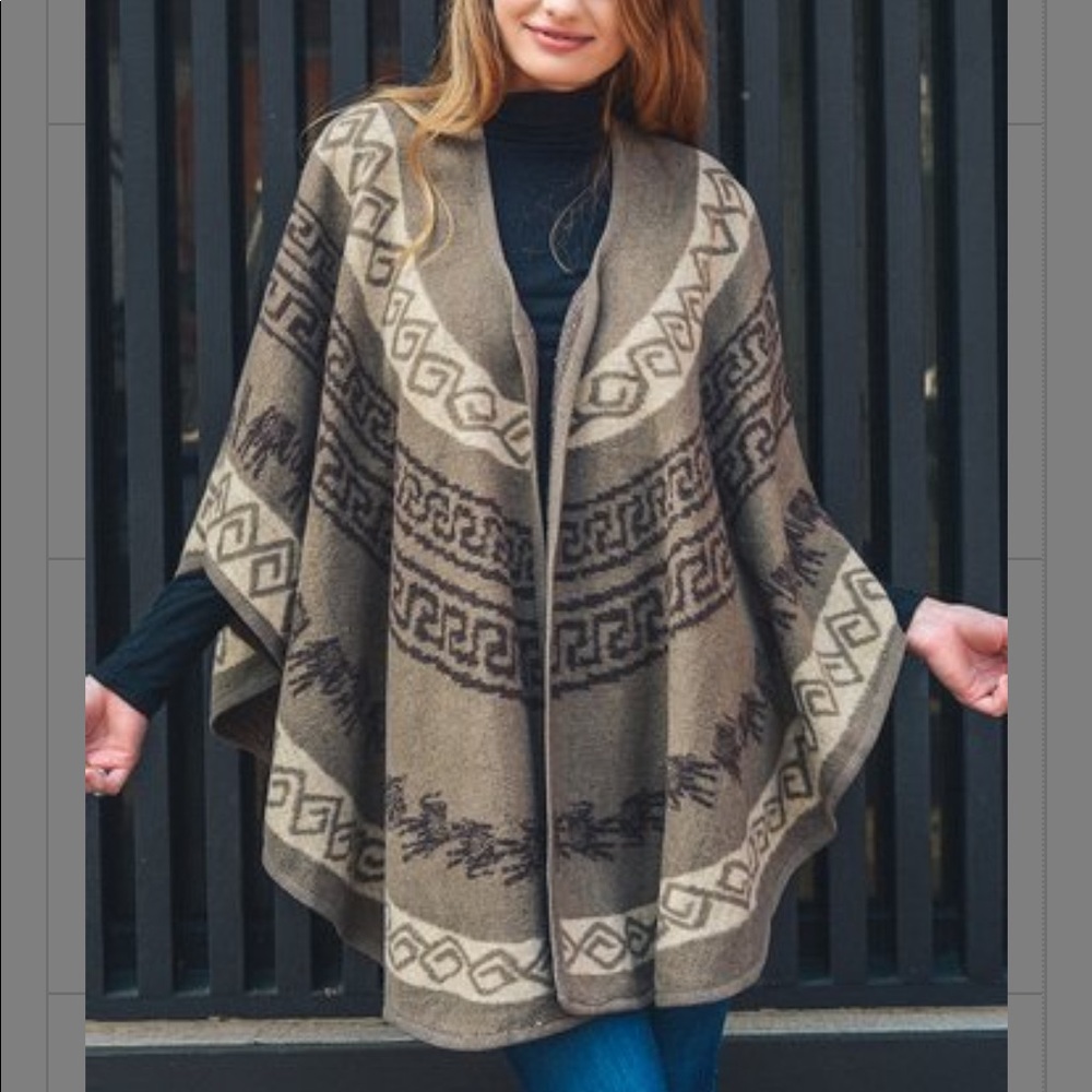 NEW! Geometric Ruana by Leto Collection